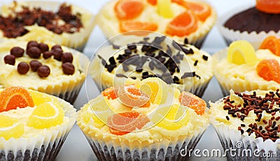 Decorated fairy cakes Stock Photo