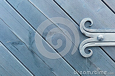 Decorated fitting of wooden door Stock Photo