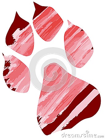 Decorated footprint of feline isolated Stock Photo