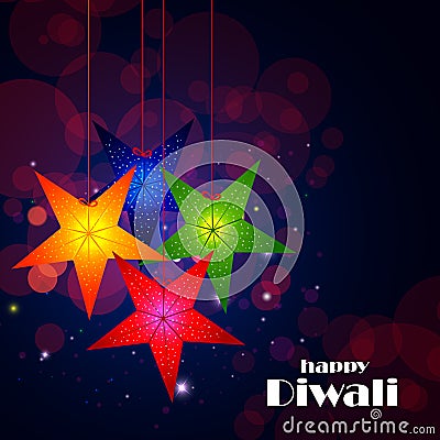 Decorated hanging lamp for Happy Diwali festival holiday celebration of India greeting background Vector Illustration