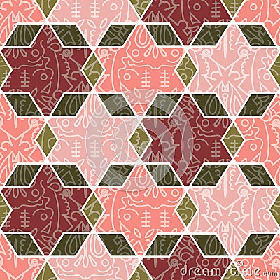 Decorated hexagon pattern seamless background design. EPS10 with transparency mode. Vector Vector Illustration