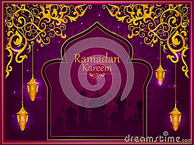 Decorated Islamic Arabic floral design for Ramadan Kareem background on Happy Eid festival Vector Illustration
