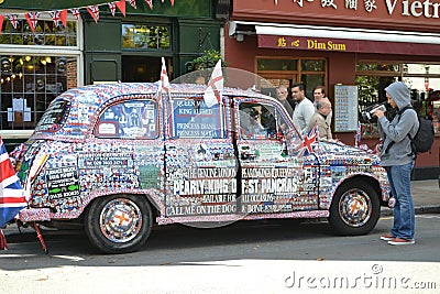 Decorated London Taxi Cab Editorial Stock Photo