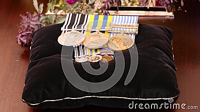 decorated military medals for war hero and soldiers Stock Photo