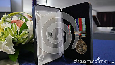 Decorated military medals for war hero and soldiers Editorial Stock Photo