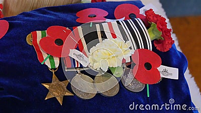 Decorated military medals for war hero and soldiers Editorial Stock Photo