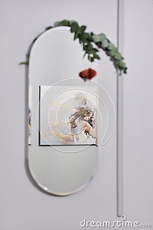 Decorated mirror and the reflection Stock Photo