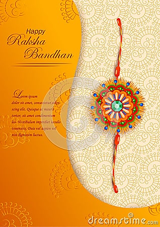 Decorated rakhi for Indian festival Raksha Bandhan Vector Illustration