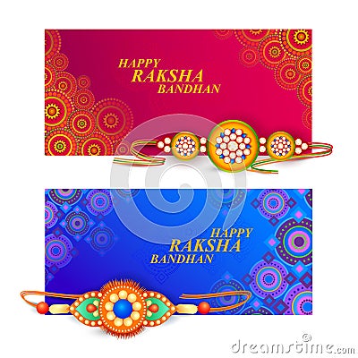 Decorated rakhi for Indian festival Raksha Bandhan Vector Illustration