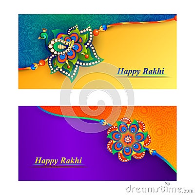 Decorated rakhi for Indian festival Raksha Bandhan Vector Illustration