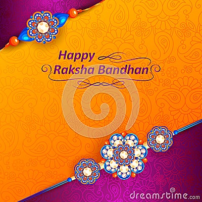 Decorated rakhi for Indian festival Raksha Bandhan Vector Illustration