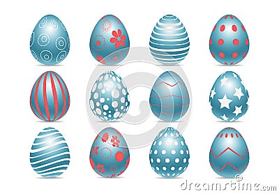 Decorated realistic easter eggs Vector Illustration