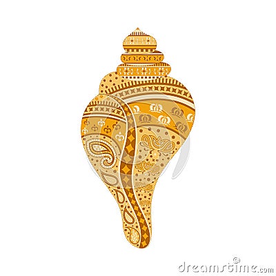 Decorated Shankh (conch) Vector Illustration