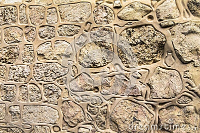 Decorated stone wall in the Armenian quarter of the old city. Jerusalem. Stock Photo