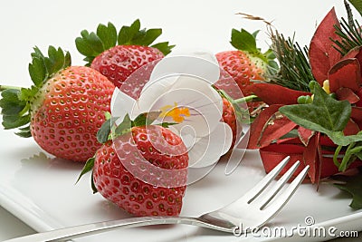 Decorated strawberry dessert Stock Photo