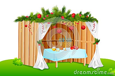 Decorated Sukkah Vector Illustration