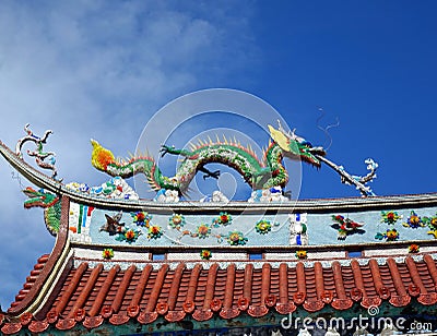 Decorated Temple Roof in Southern Taiwan Stock Photo