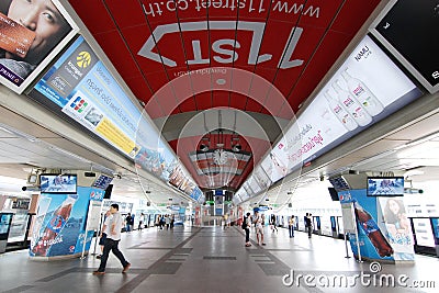 Decorated view at BTS Siam Station Editorial Stock Photo