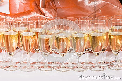 Decorated wedding glasses with champagne Stock Photo