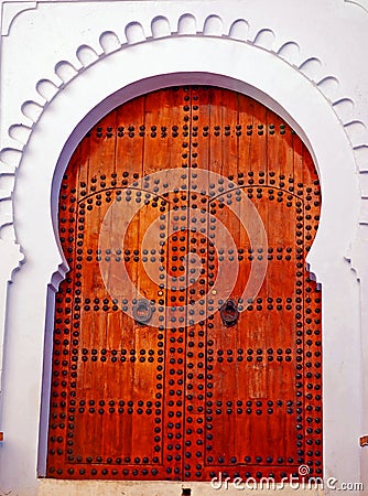 Decorated wooden door Stock Photo