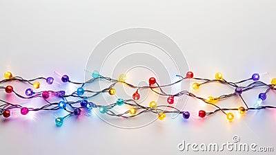 decorati holiday lights on white background Cartoon Illustration