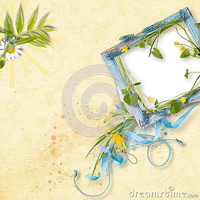 Decoratibe frame for photo in scrapbook style. Stock Photo