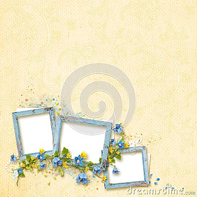 Decoratibe frame for photo in scrapbook style. Stock Photo