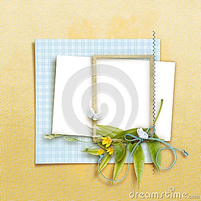 Decoratibe frame for photo in scrapbook style. Stock Photo