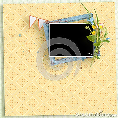 Decoratibe frame for photo in scrapbook style. Stock Photo