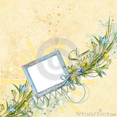 Decoratibe frame for photo in scrapbook style. Stock Photo