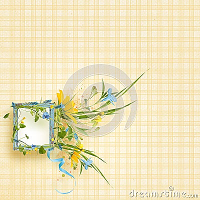 Decoratibe frame for photo in scrapbook style. Stock Photo