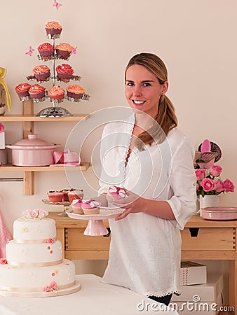 Decorating Cakes Stock Photo