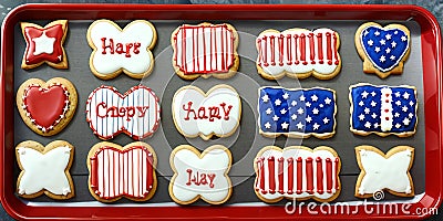 Decorating cookies in red, white, and blue is a fantastic way to celebrate Stock Photo