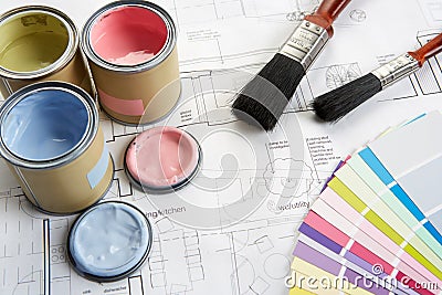 Decorating tools and materials Stock Photo