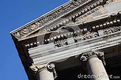 Decoration of ancient Garni temple roof,Armenia,unesco heritage Stock Photo