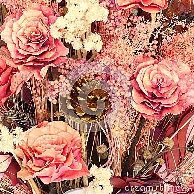 Decoration artificial flower vintage background Stock Photo