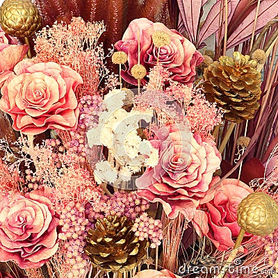 Decoration artificial flower vintage background Stock Photo