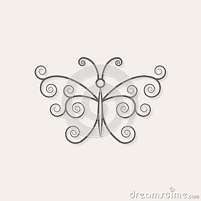 The decoration of the butterfly. The laser cutting. Vector Illustration