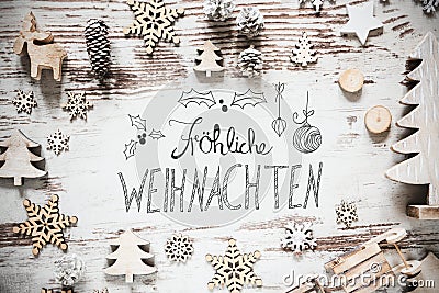 Decoration, Calligraphy Froehliche Weihnachten Means Merry Christmas Stock Photo