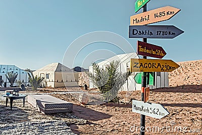 Decoration at camping tent in desert Editorial Stock Photo