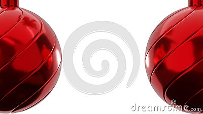 decoration close up half view red Christmas ball with spiral twist stripe Stock Photo