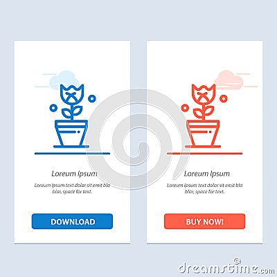 Decoration, Easter, Plant, Tulip Blue and Red Download and Buy Now web Widget Card Template Vector Illustration