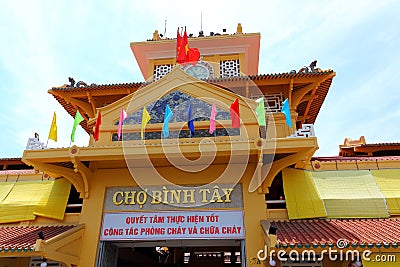 Decoration facade of Cho Binh Tay market Editorial Stock Photo