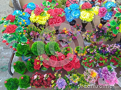 Decoration Flowers on Table Himachal Pradesh India Background Stock Photo