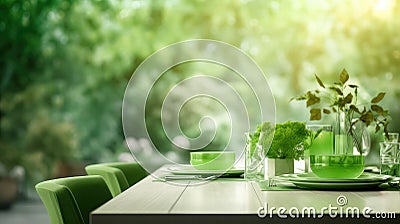 decoration green blur table dining Cartoon Illustration