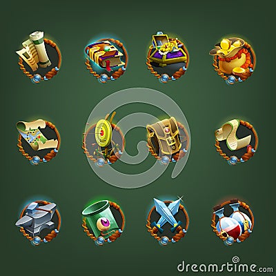 Decoration icons for games. Vector Illustration