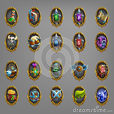 Decoration icons for games. Vector Illustration