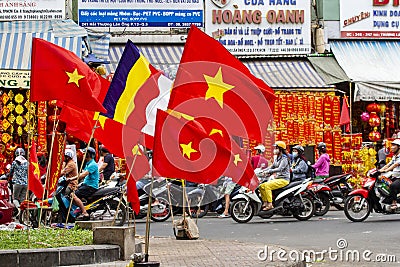 Decoration Items For Vietnamese New Year In Hai Thuong Lan Ong Street Of Chinatown. Vietnam. Editorial Stock Photo