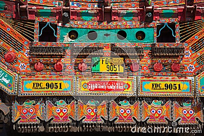 Backside of a decorated pakistani truck Editorial Stock Photo