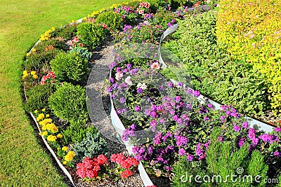 Decoration tiered flowerbeds Stock Photo